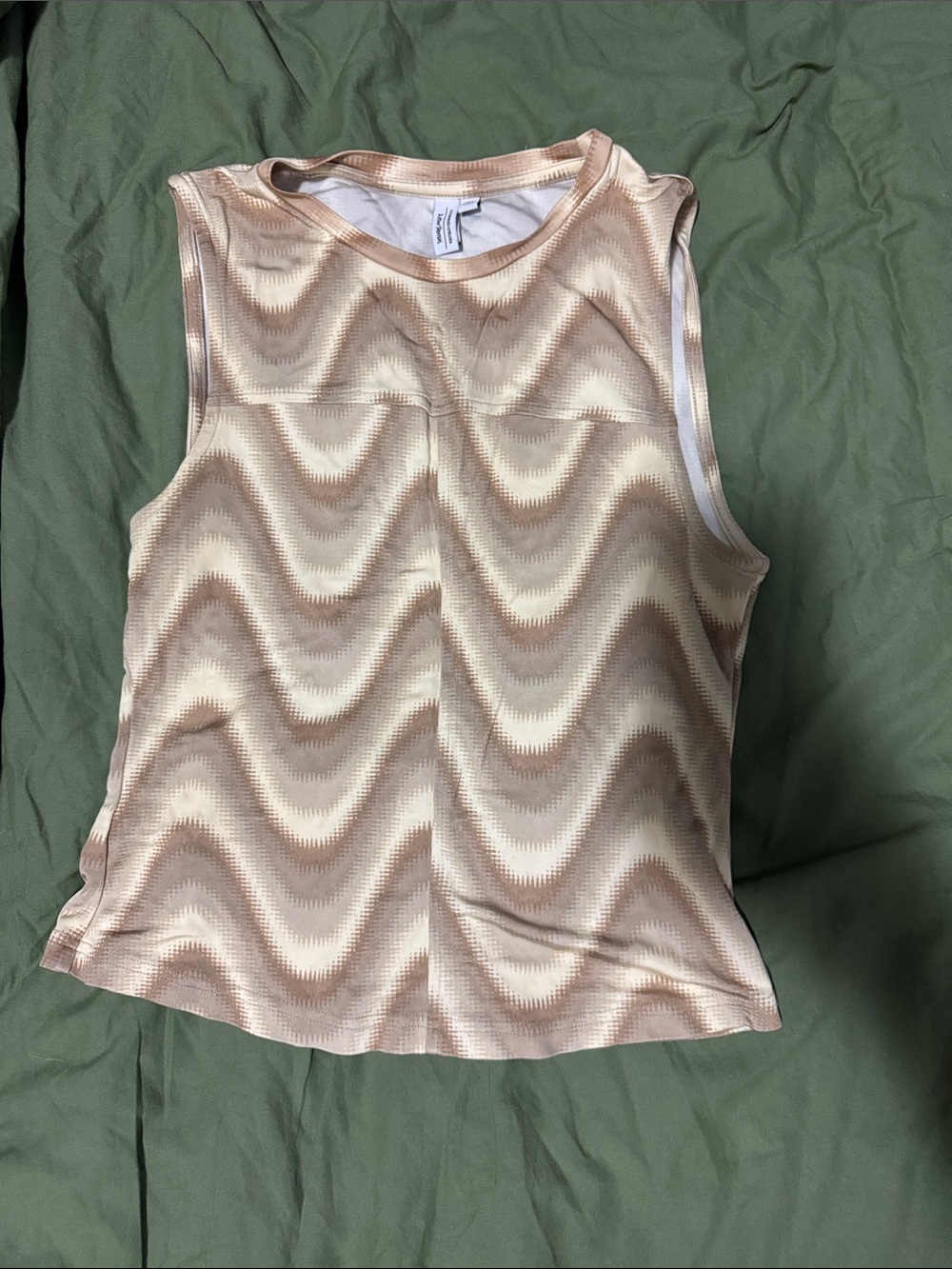 & Other Stories Cream and Tan Wave-Print Sleeveless Tank